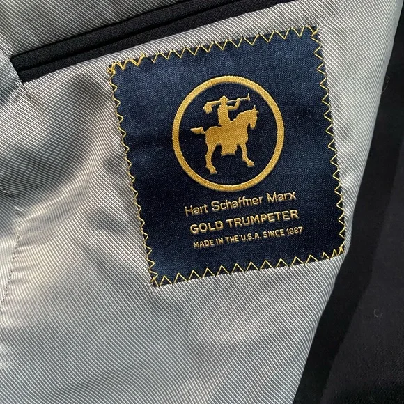 Hart Schaffner Marx Gold Trumpeter Classic Navy‎ Blazer 46R